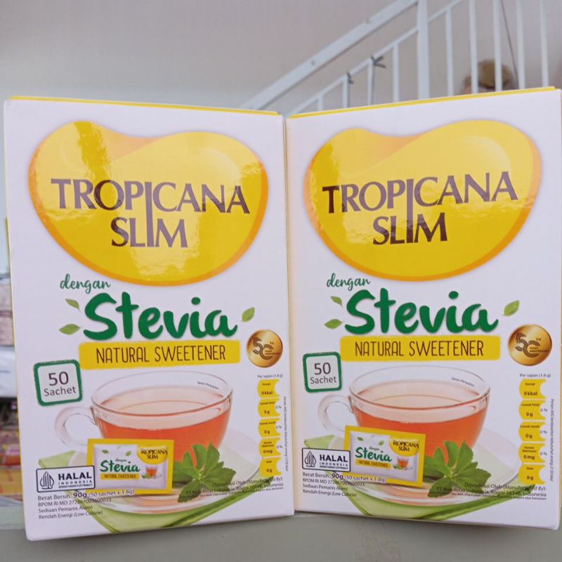 

Tropicana Slim Natural Sweetener dengan Stevia isi 50 sachet - Pemanis Alami untuk Batasi Gula