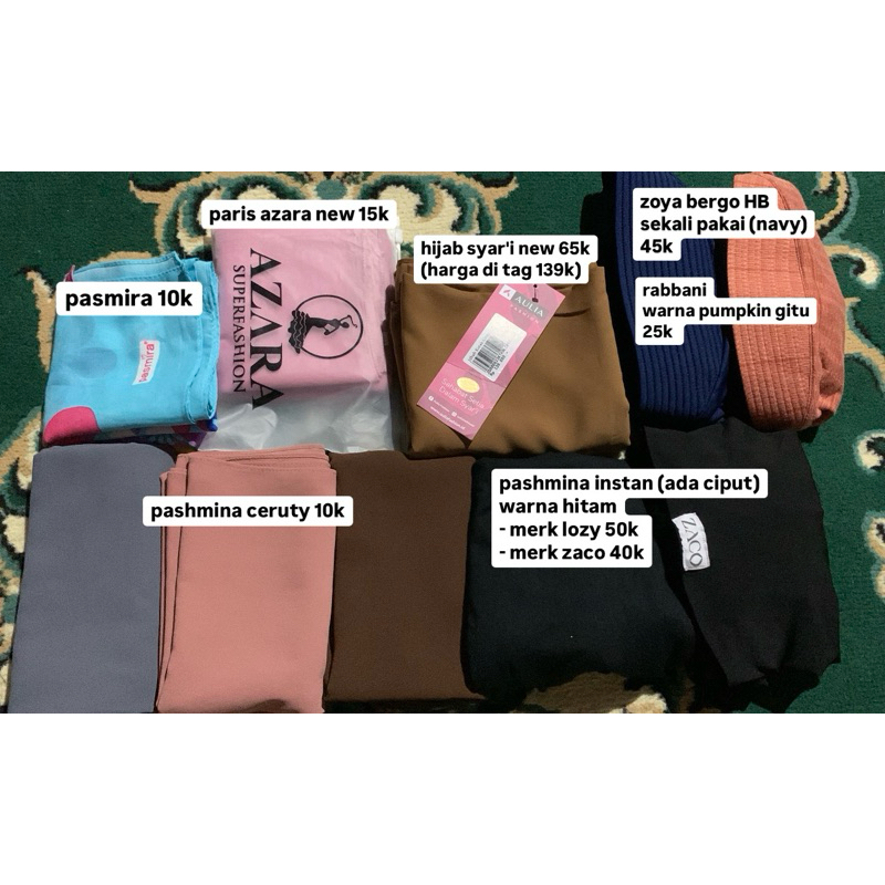 Preloved hijab kerudung jilbab pashmina segiempat instan rabbani zoya