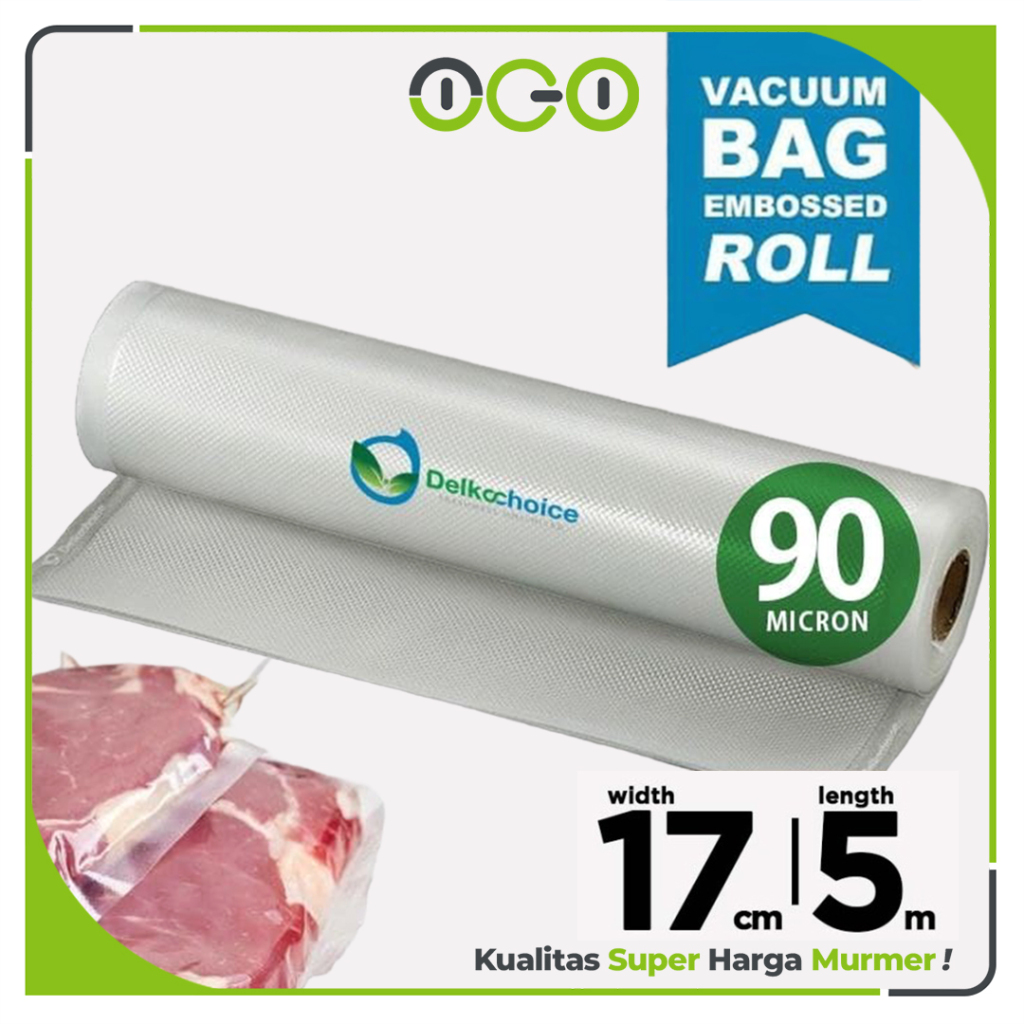 Vacuum EMBOSSED ROLL 17cm x 5 meter BENING  Plastik Vakum Makanan Vacum Bag Sealer  - Delkochoice