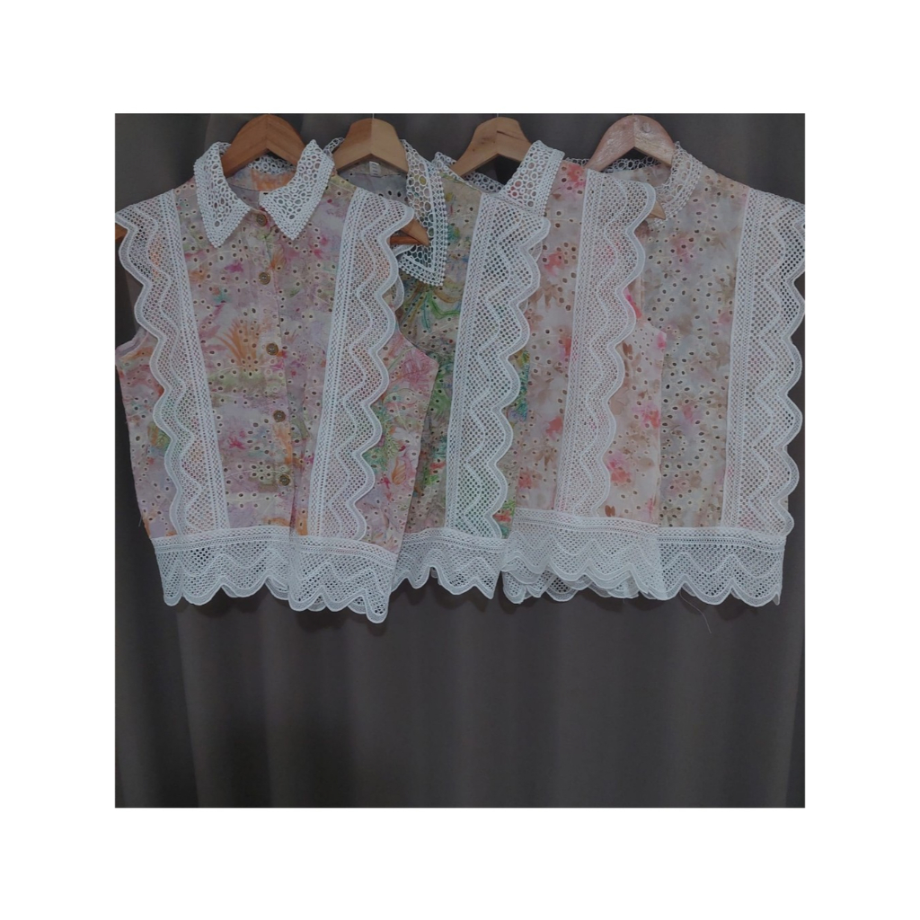 Blouse wanita korea zigzag samping#bunga bunga