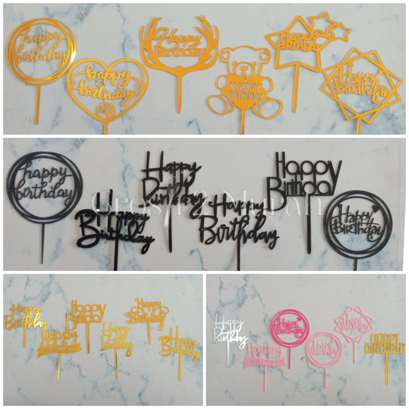 isi 10 Topper HBD Acrylic / topper akrilik happy birthday isi 10