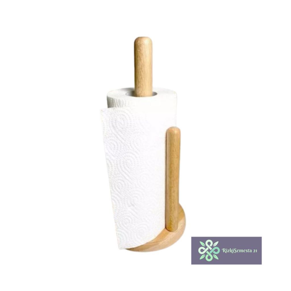 Tempat Tisu Dapur Kayu / Tatakan Tisu Dapur / Holder Tisu Roll (Bentuk Bulat)