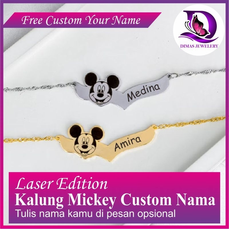 Kalung Anak Ukir Nama Karakter Mickey Kalung Custom Nama Mickey
