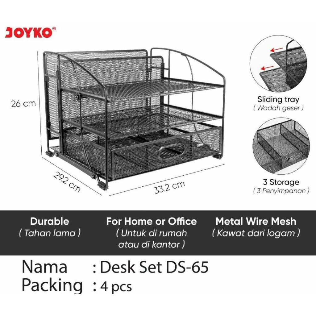 

DESK SET JOYKO DS-65 / ORGANIZER RAK LACI MEJA NAMPAN JALA BAHAN BESI DOCUMENT TRAY TEMPAT DOKUMEN SURAT KERTAS ATK ALAT TULIS KANTOR KULIAH STATIONERY MURAH / M21 STATIONERY JOGJA