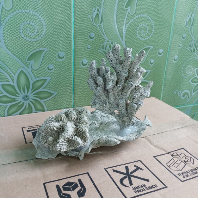 BATU KARANG AKUARIUM TRUMBU KARANG RANGKAI BENTUK BUNGA MEKAR DEKORASI AKUARIUM