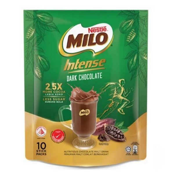 

Nestle MILO Intense Dark Chocolate Less Sugar Minuman Malt Coklat Malaysia (10 sachet)