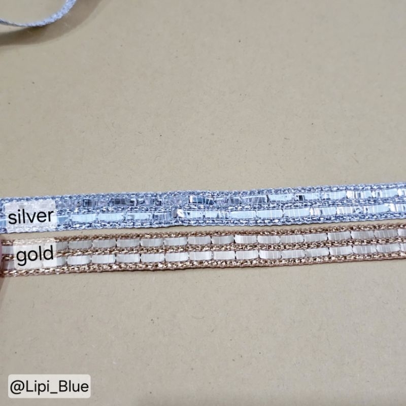 Renda Gold Kecil | bahan aksesoris hiasan renda gold silver