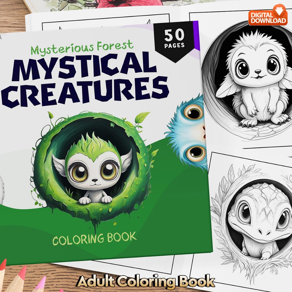 

50 Pages Buku Mewarnai Dewasa - Digital Download - Printable Adult Coloring Book - Mysterious