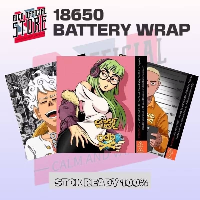 Jaka Custom - Skin Stiker Wrap Baterai 18650 Motif ODB X Creamsie Full Desain Untuk Melindungxi Dan 