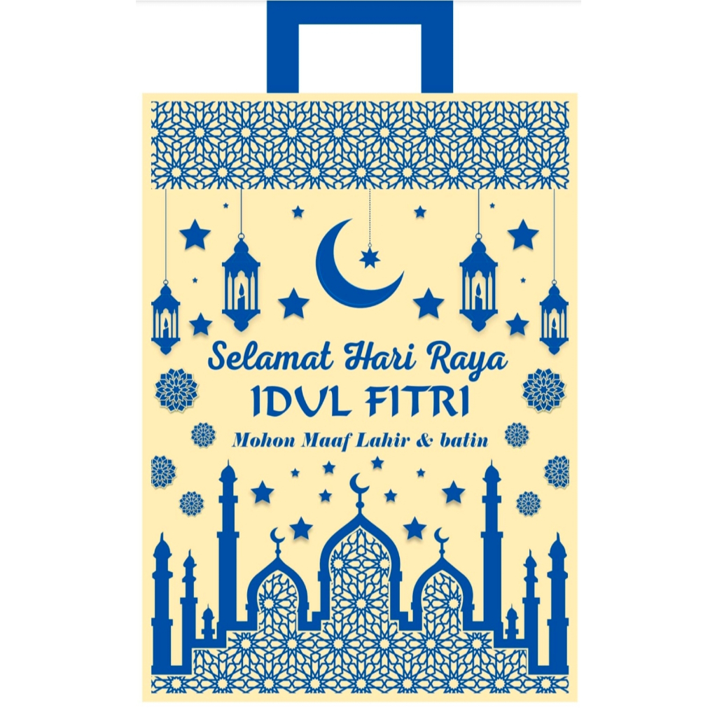

12 pcs tas totebag sablon motif lebaran IDUL FITRI 25 X 35 warna serbaguna