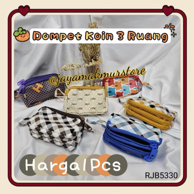 DOMPET 3 RESLETING 3RUANG / DOMPET FASHION ELEGAN / DOMPET KOIN WANITA / POUCH SLETING / VINTAGE POU