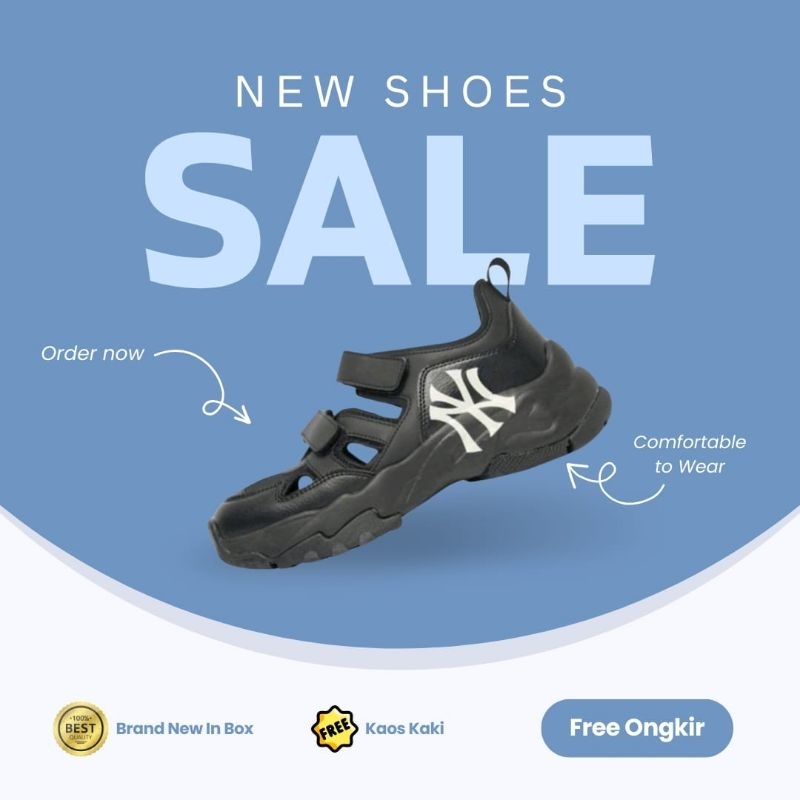 Sepatu Sandal MLB BigBall Chunky NY Yankees Mask Black