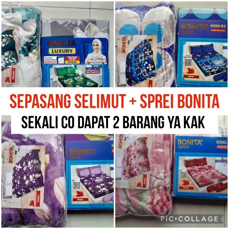 Ada Stok (Bisa Cod) Sprei Dan Selimut Bonita Semotif Ukuran 180x200 & 160x200 Cm