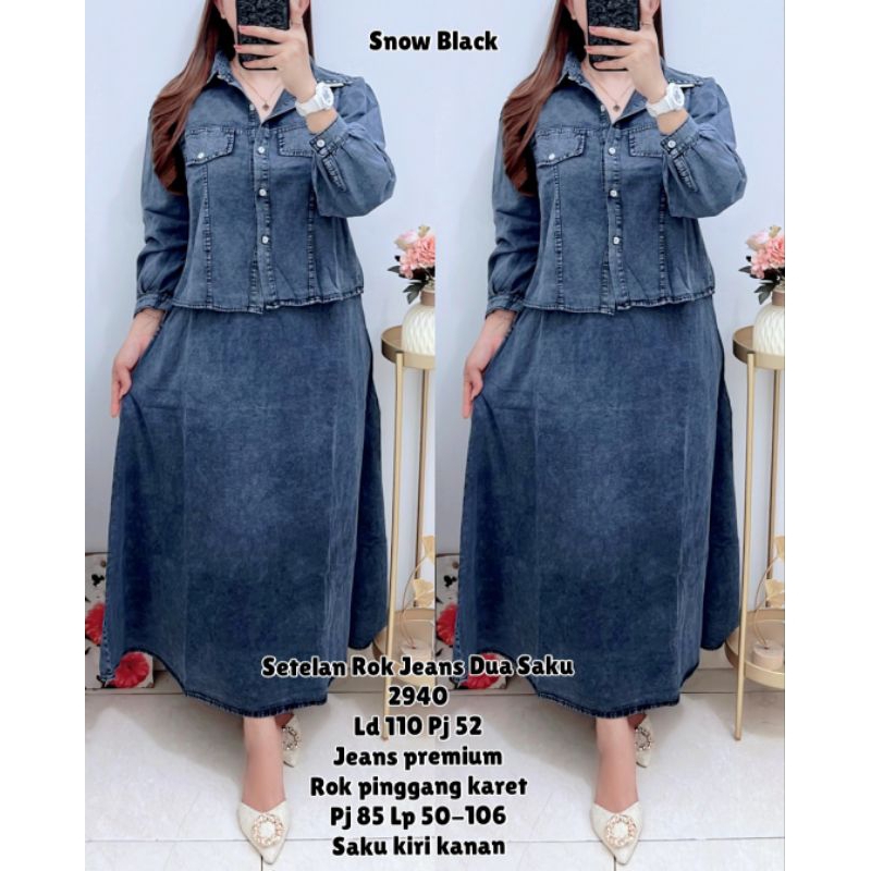 GU 2940 Setelan rok jeans