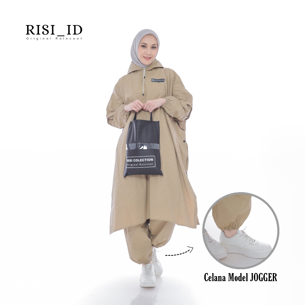 Jas Hujan Ponco Lengan Kelelawar Mantel Hujan Pria Wanita Celana Model JOGGER