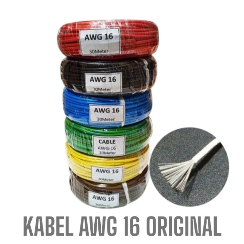 kabel awg 16 original 1 roll 30 meter