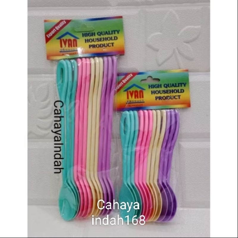 (12 Pcs)Sendok Es Plastik IVAN/Sendok Teh Kopi Jus/Sendok Aduk