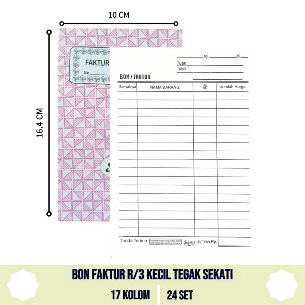 

{1 Pcs} Bon Faktur Tegak Kecil Rangkap 3 Ply Bon Faktur SEJATI Kecil - 1 Pcs