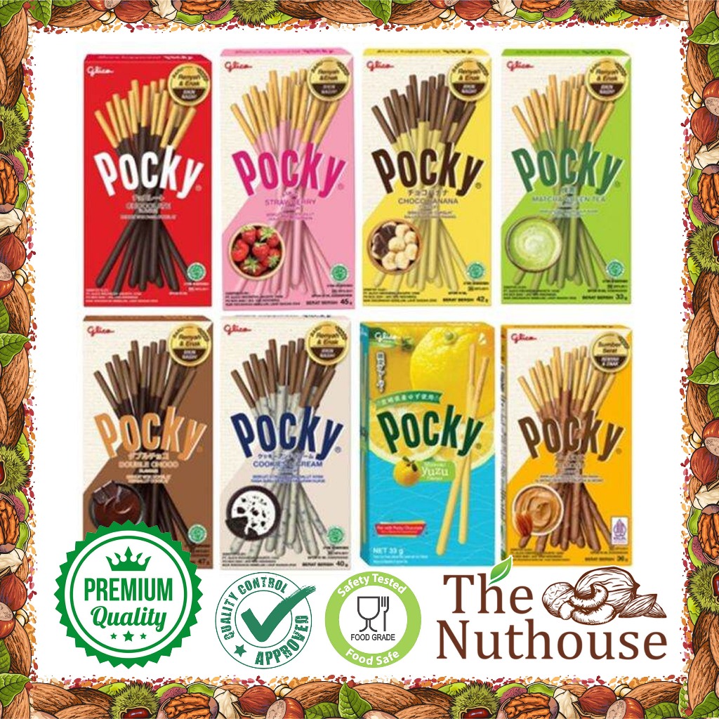 

POCKY GLICO REGULAR BOX STICK / Biskuit Stik - CHOCOLATE / STRAWBERRY / MATCHA GREEN TEA / COOKIES & CREAM / CHOCO BANANA / DOUBLE CHOCO / ALMOND [HALAL]