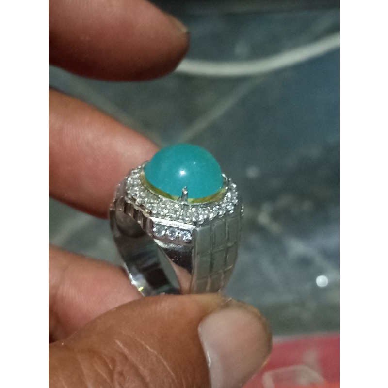 batu akik bacan/Chalcedony ring perak 925 chrom