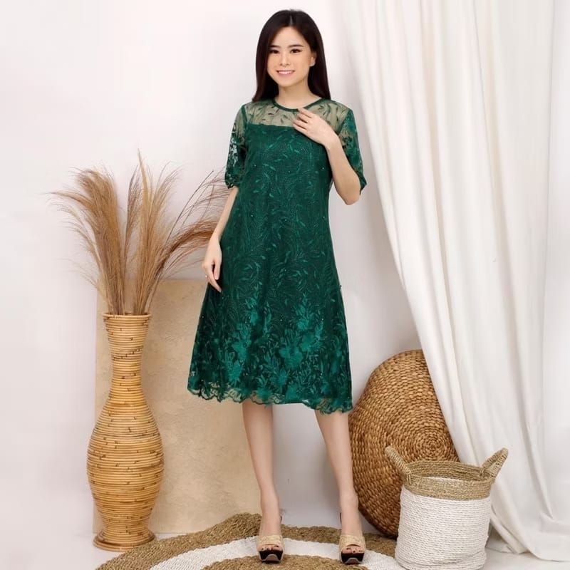 DRESS NATAL BROKAT ALEA / DRESS BROKAT WANITA KRISTEN / DRESS IMLEK MURAH / DRESS KOREAN STYLE / DRE