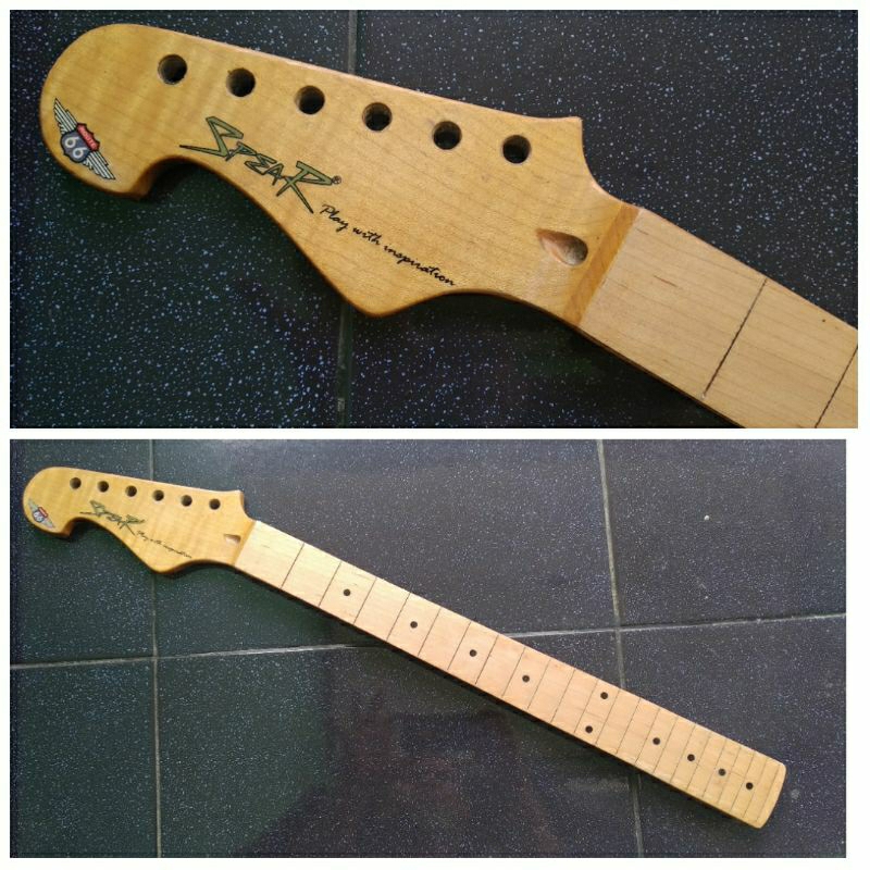 neck gitar listrik stratocaster KIDAL lefthanded BIG HEADSTOCK Original SPEAR, tanpa FRET