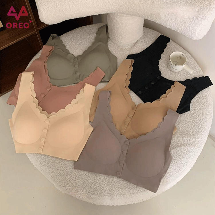 OREO [1PCS] -8818-  Bra Set Bernafas Seamless Sport Push Up Bra Wanita busa tipis Tanpa Kawat