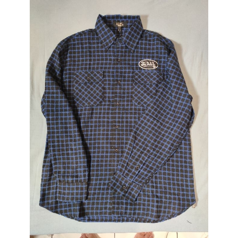 Kemeja Flanel VON DUTCH Blue NEW Size L