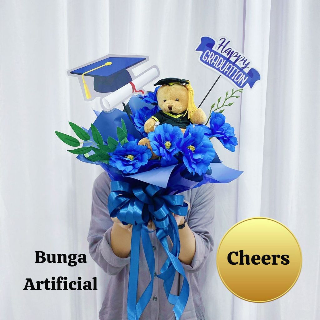 Bunga meja artificial “ CHEERS” bunga plastik ucapan pembukaan toko, kelahiran, ultah, wisuda, anniv