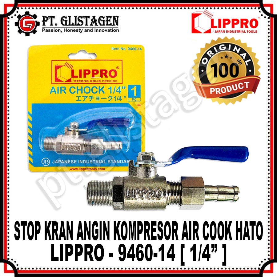 LIPPRO 9460-14 Air Cock 1/4" Stop Keran Kran Angin Kompresor Kran Hato Kompressor 1/4" 9460-14 Lippr