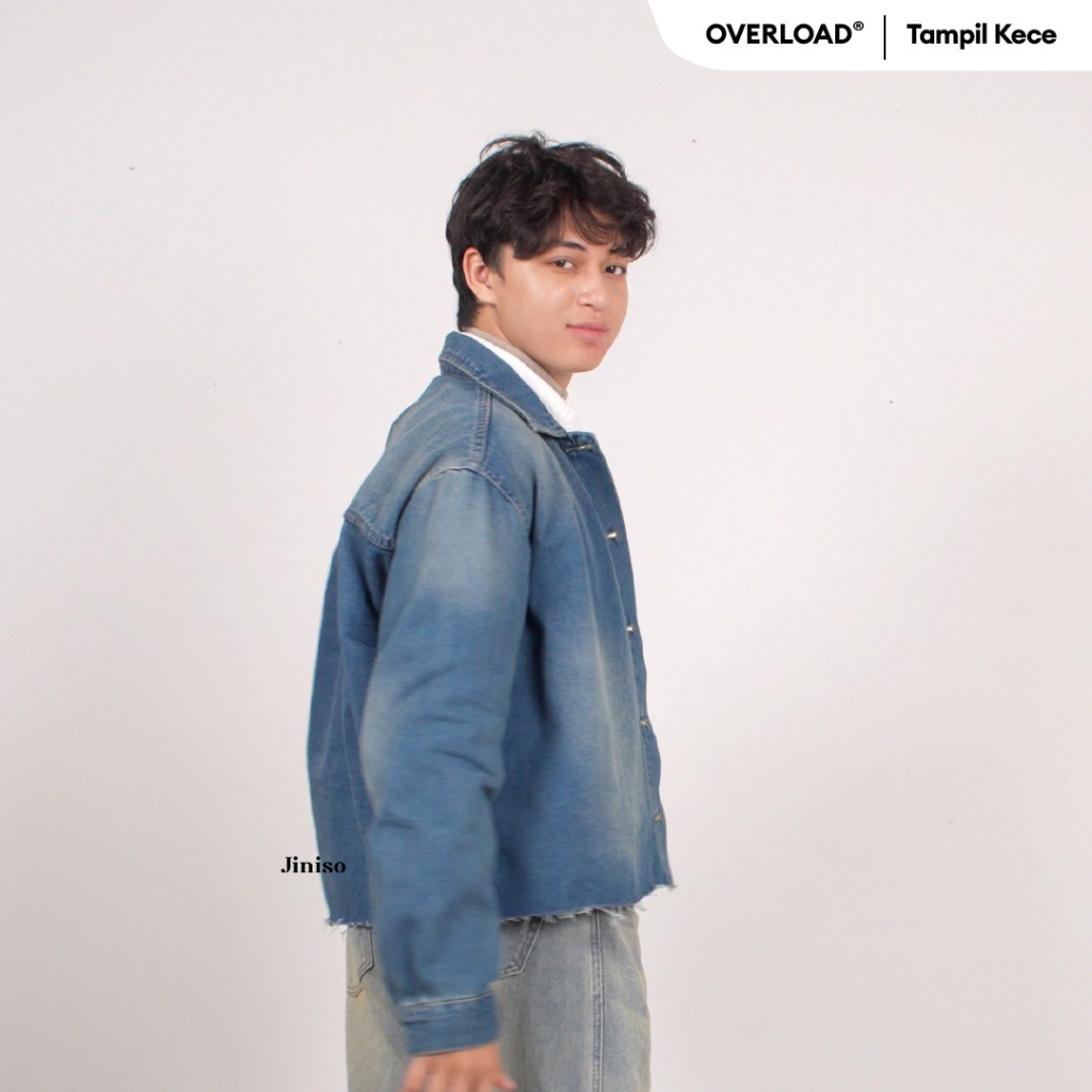 JINISO - Denim Pria Jaket Jeans Oversize Seoul Blue Wash