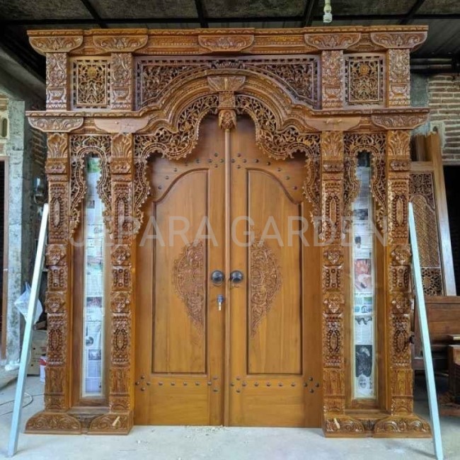 Pintu Gebyok Jendela Kaca Kayu Jati Ukir Jepara