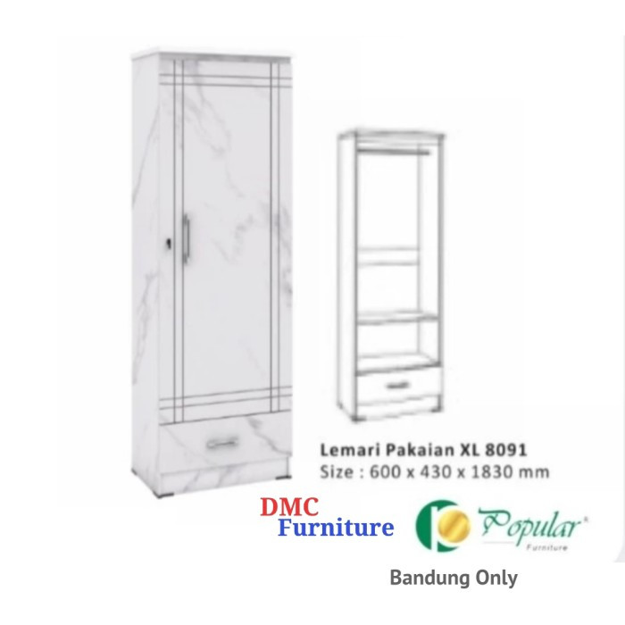 Lemari Baju 1 Pintu / Lemari Pakaian Kosan Lp xl 8091 Graver