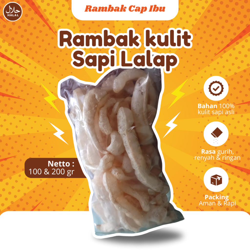 

Rambak Kerupuk Kulit Sapi Lalap Siap Makan Krupuk Lauk Cap Ibu Camilan Pelengkap Nasi