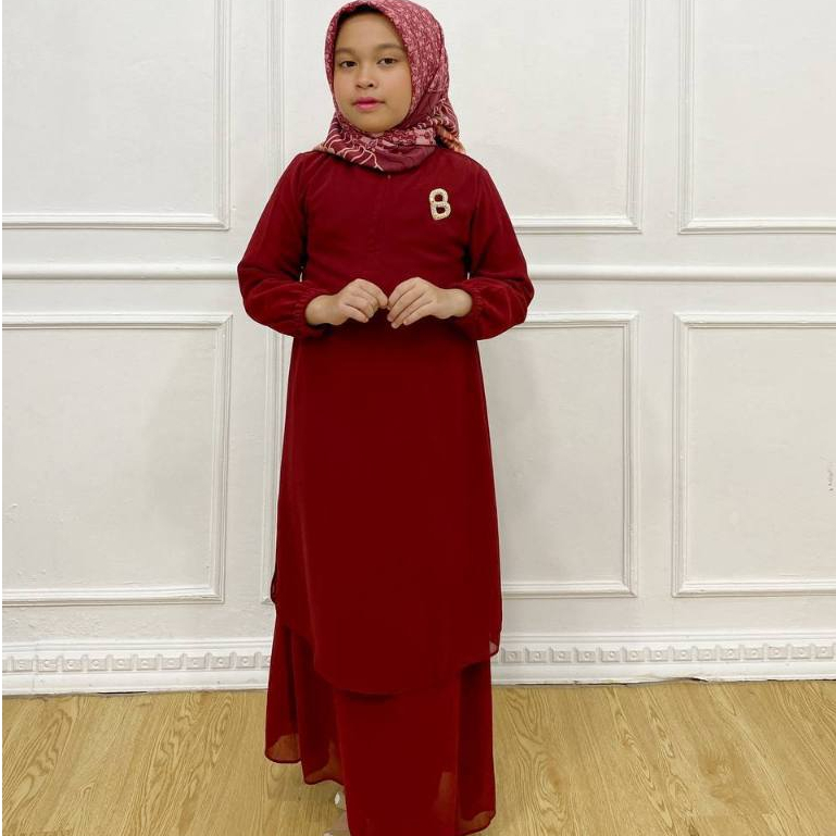 PRILLY BUSANA - Suria Gamis Anak  - Dress Polos Ceruty - Muslim - Kurung Melayu Malaysia
