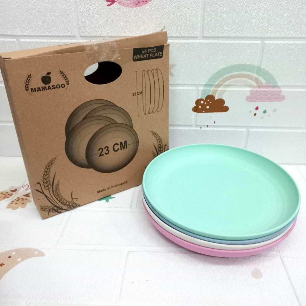 Piring 23 cm Set Jerami Mamaso/seda | Piring Makan Bulat Plastik Jerami