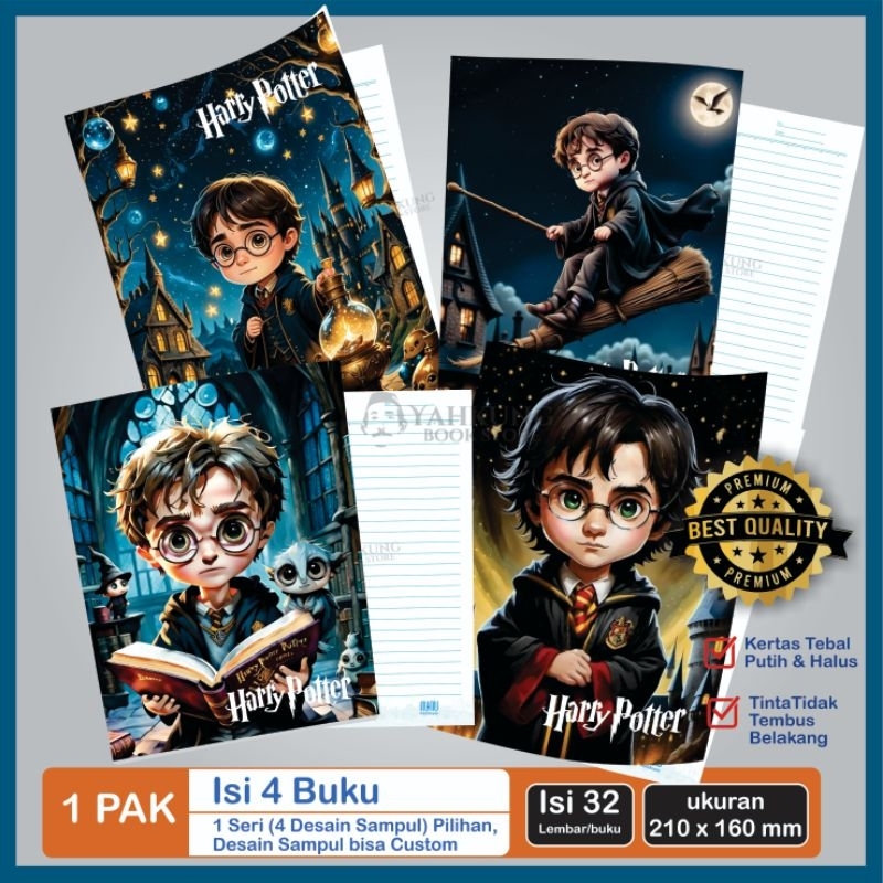 

BUKU TULIS SEKOLAH CUSTOM COVER HARRY POTTERS KARTUN