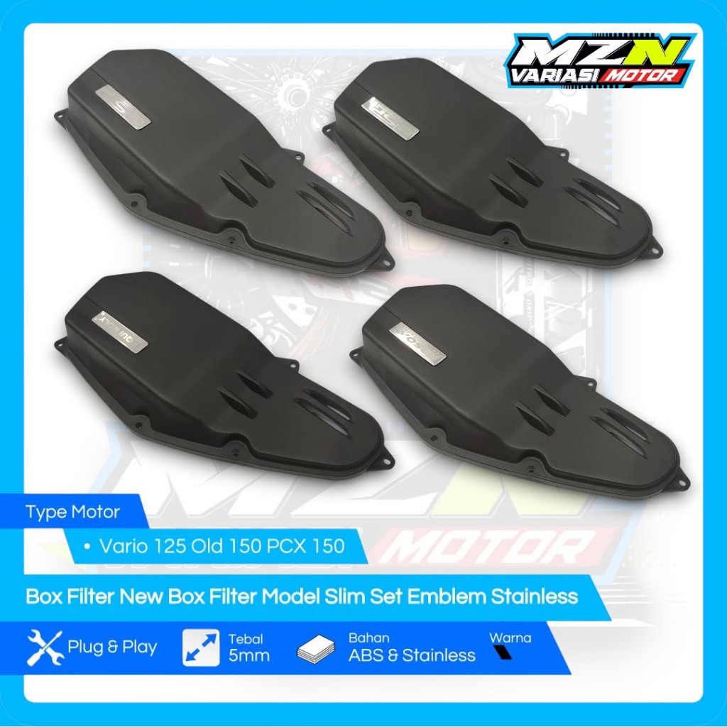 Box Filter Vario 125 New Box Filter Vario 125 Old 150 PCX 150 Model Slim Set Emblem Stainless