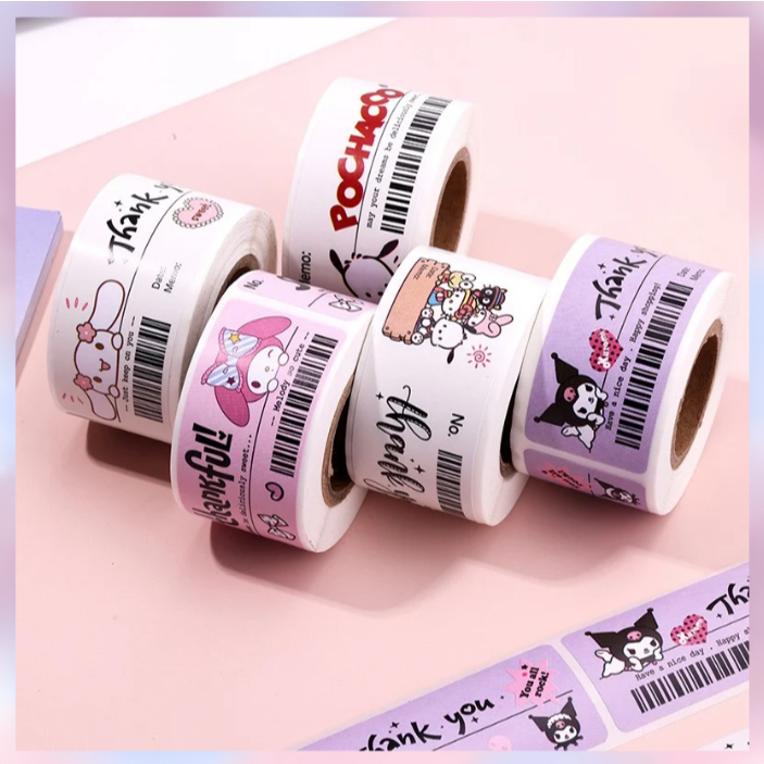 

[BS COD] STIKER ROLL LABEL THANK YOU SANRIO / STIKER KEMASAN PACKING SANRIO FAMILY PANJANG MURAH
