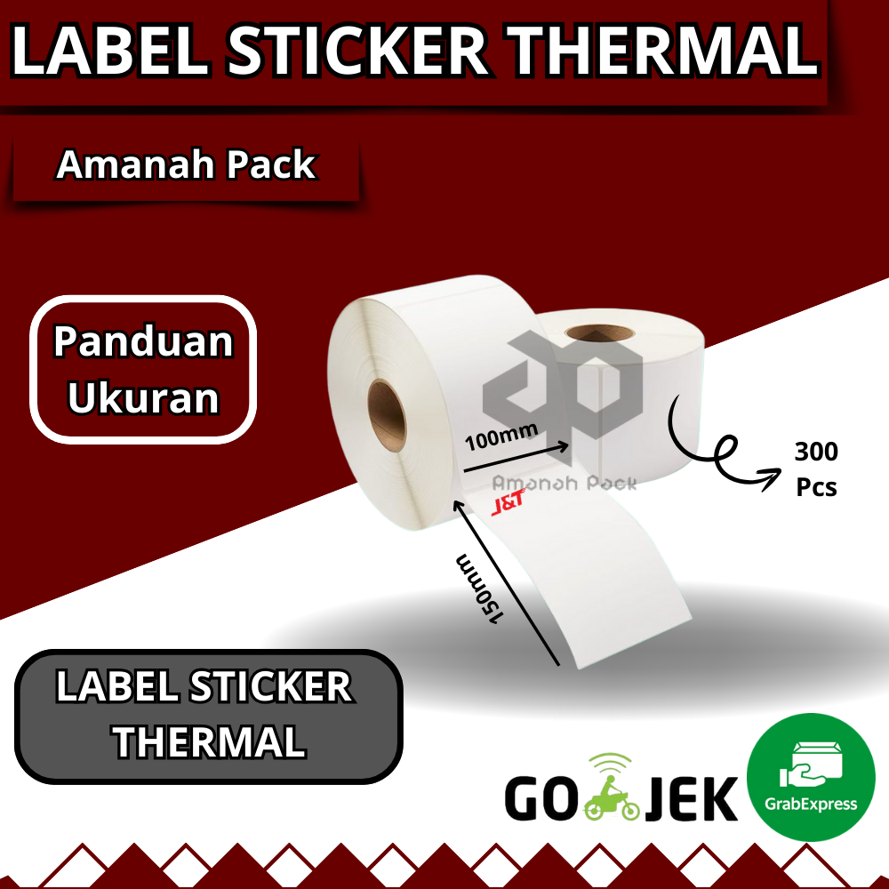 

Ay00! LABEL STICKER THERMAL & CONTINUES PAPER THERMAL 100 X 150 mm Label Barcode J&T 1 Roll Isi