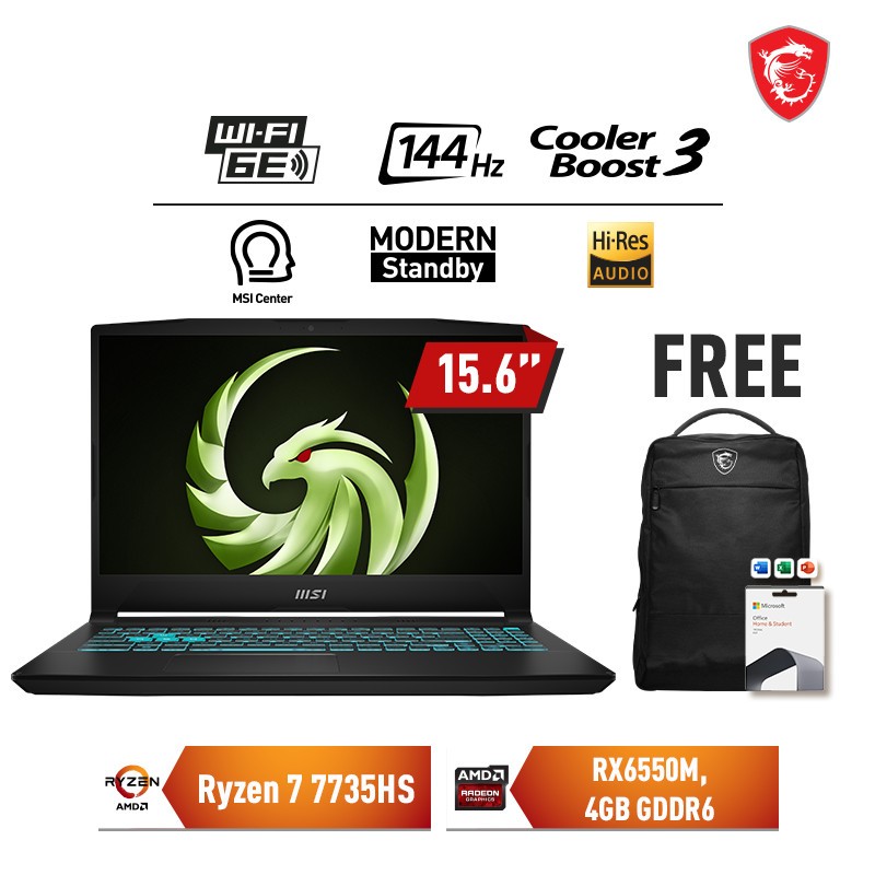 MSI BRAVO 15 B7E 034 - RYZEN 7-7735HS - 16GB - 512GB - RX6550M 4GB - 15" FHD - W11