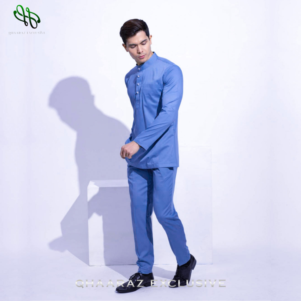 Raffan Baju Melayu Pria Setelan Koko Muslim Modern Bahan Katun Toyobo Satu Set Pakaian Kurta Cekak M