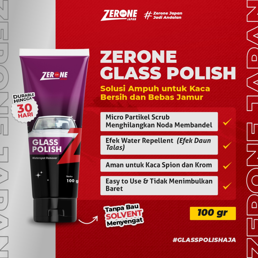 Zerone Japan Glass Polish Coating Penghilang Pembersih Jamur Kaca Mobil