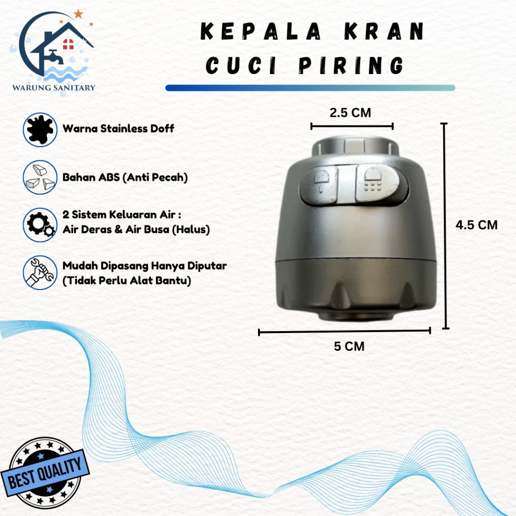 KEPALA KRAN CUCI PIRING 2 SISTEM WARNA STAINLESS DOFF / KEPALA KRAN CUCI PIRING MURAH