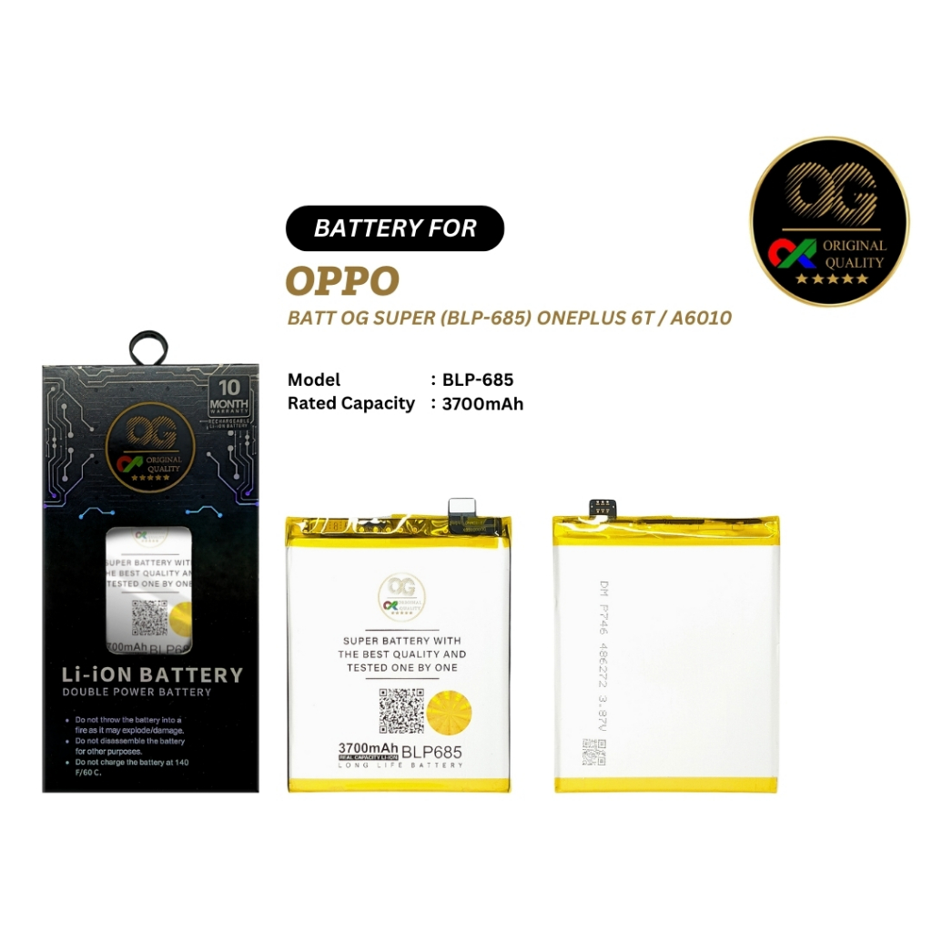 BATERAI / BATTERY / BATRE ONEPLUS 6T / A6010 / BLP-685 OG SUPER