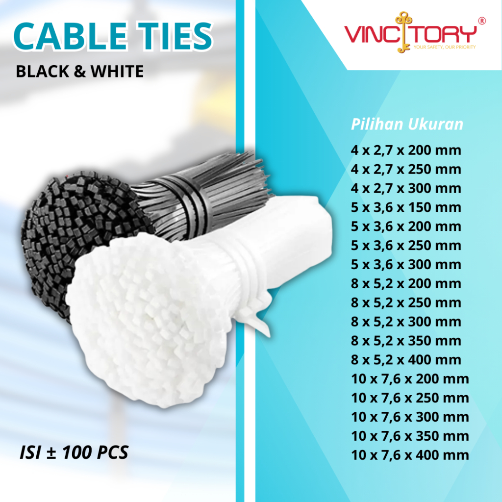 

Kabel Ties Vincitory Cable Tie Tali Pengikat Nylon Panjang 20 25 30 35 40 cm Isi 100pcs 2284 2648