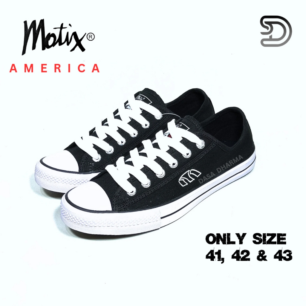 Sepatu Motix America Sekolah Pendek Tali Hitam Putih Original