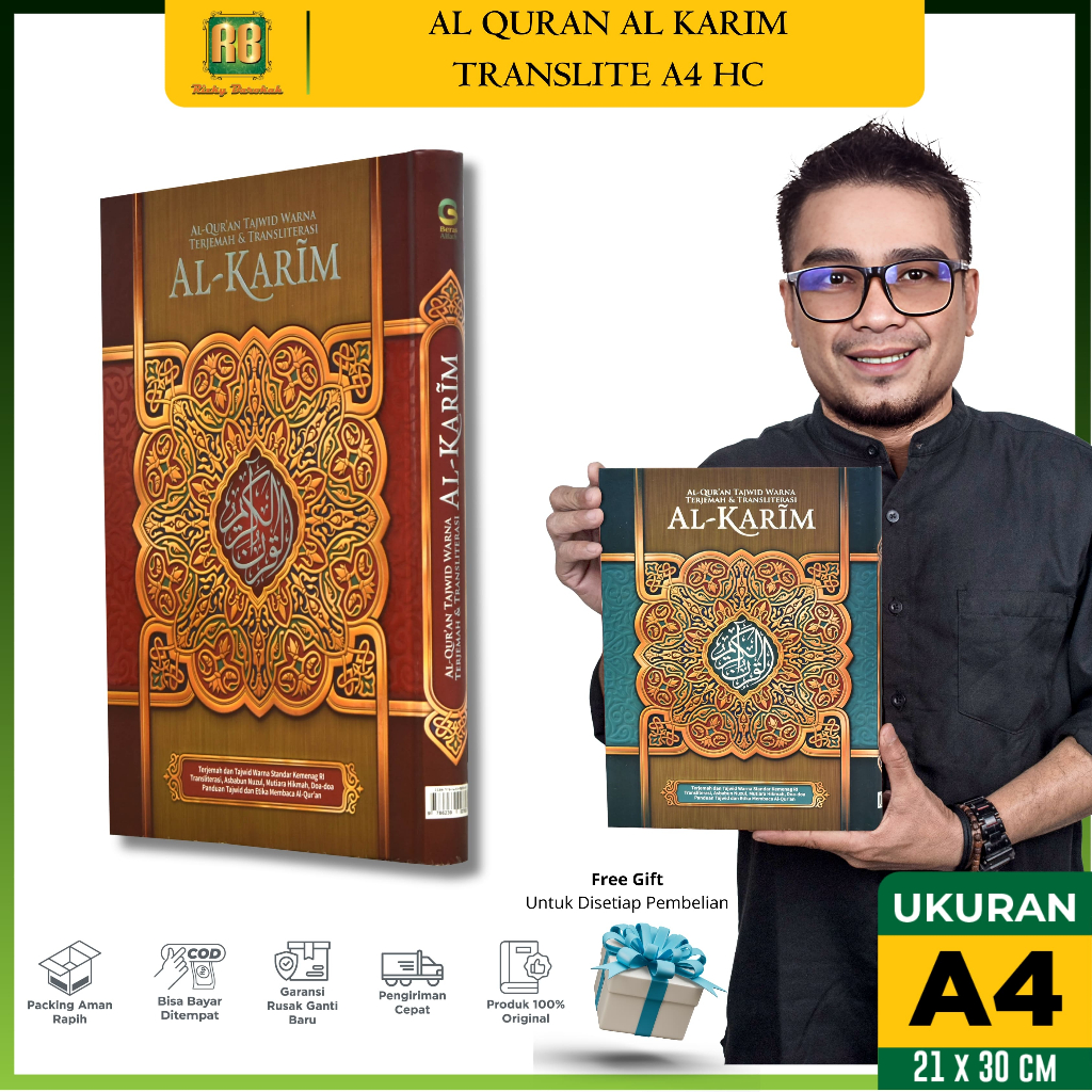 Al Quran Tajwid Warna Terjemah Transliterasi Al Karim A4 - Al Quran Terjemahan Bahasa Indonesia Per 