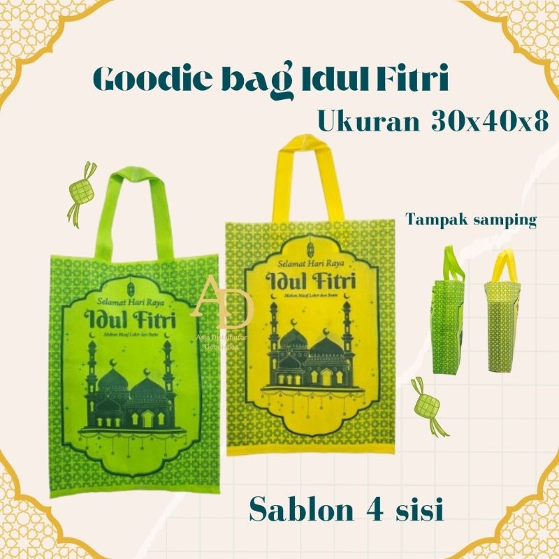 

Tas idul Fitri (LUSINAN 12pcs) - UK 30x40x8- Goodie bag lebaran- Tas kain