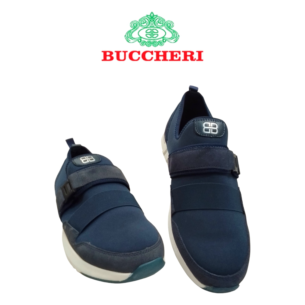 BUCCHERI Sepatu Slip-On Kulit Pria Terbaik-br2120-biru